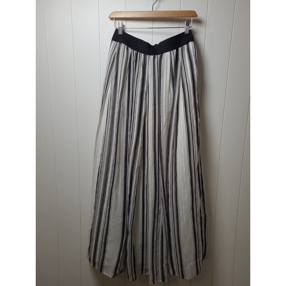 VTG 90s Y2K Black White Lined Maxi Skirt Size 6 Fairy Romantic Goth FLAW